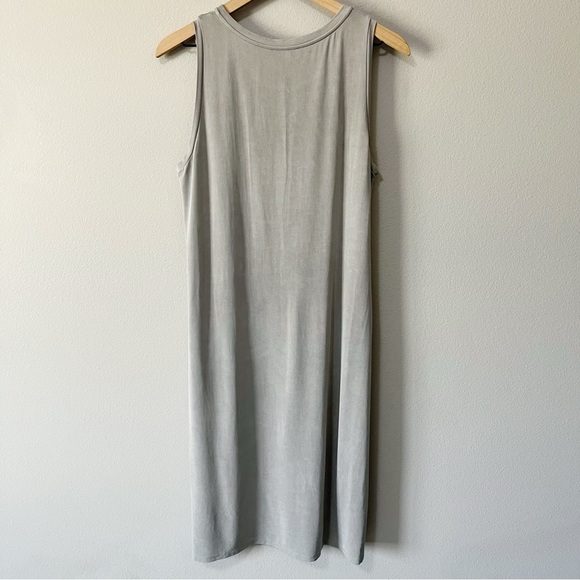 Eileen Fisher Light Gray Sleeveless Tank Midi Dress Cupro Blend Size Medium - Picture 4 of 6
